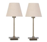 Lighting Supermarket (Pair) Darwen Square Stick Antique Brass With Natural Linen Shade