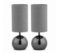 Lighting Supermarket Pair Of Bedford Modern Black Brushed Metal Ball Small Touch Control Table Lamps