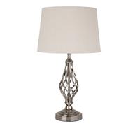 Lighting Supermarket Queenswood Barley Twist Table Lamp With Ivory Linen Shade - Silver Chrome