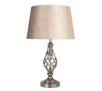 Lighting Supermarket Queenswood Traditional Barley Twist Table Lamp with Charcoal Gold Linen Shade - Silver Chrome