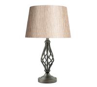 Lighting Supermarket Queenswood Traditional Barley Twist Table Lamp With Charcoal Gold Shade - Pewter Grey