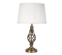 Lighting Supermarket Queenswood Traditional Barley Twist Table Lamp With Ivory Pleated Shade - Antique Brass