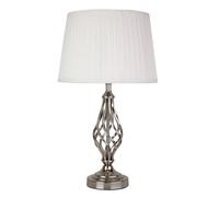 Lighting Supermarket Queenswood Traditional Barley Twist Table Lamp With Ivory Pleated Shade - Silver Chrome