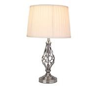 Lighting Supermarket Queenswood Traditional Barley Twist Table Lamp with Ivory Pleated Shade - Silver Chrome