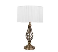 Lighting Supermarket Queenswood Traditional Barley Twist Table Lamp With Ivory String Shade - Antique Brass