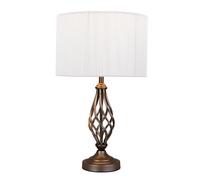 Lighting Supermarket Queenswood Traditional Barley Twist Table Lamp With Ivory String Shade - Pewter Grey