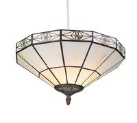 Lighting Supermarket Tiffany Style Portland Cream Uplighter Ceiling Light Shade - Art Deco Inspired with Black Detailed Gallery Edge