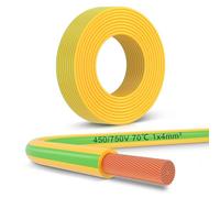 LightingWill 10 Metres 1 x 4 mm² Earth Cable, 4 mm2 Electrical Cable Earth Cable, Green/Yellow PVC Flexible Wiring Cable for Grounding Applications and Electrical Installations