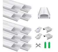 LightingWill 10-Pack 1 m/3.3 ft LED Aluminium Profile, Silver U-Shape LED Channel with Milky White Diffuser, End Caps and Mounting Clips for LED Strip Lights