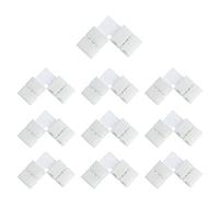 LightingWill 10pcs Pack L Shape Solderless Snap Down 2Conductor LED Strip Connector for Right Angle Corner or 90 Degree Turning Connection of 10mm Wide 5050 5630 Single Color Flex LED Strips