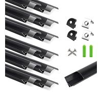 LightingWill 12-Pack LED Aluminum Profile, 3.3ft/1Meter LED Aluminum Channel Black V-Shape LED Diffuser with Crystal Smoke Cover, End Caps and Mounting Clips for LED Strip Lights