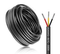 LightingWill 16.4FT/5M 20AWG 3x0.5mm² Electrical Wire, 3 Core, 20 Gauge, 5V/12V/24V/240V/300V Low Voltage Extension Cable, Tinned Copper Wires, Flexible, High Temperature Resistant