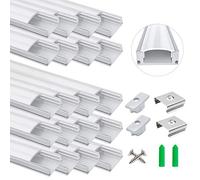 LightingWill 20-Pack LED Aluminum Profile, 3.3ft/1Meter LED Strip Channel Silver U-Shape LED Diffuser with Milky White Cover, End Caps and Mounting Clips for LED Strip Light