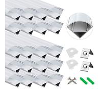 LightingWill 20-Pack LED Aluminum Profile, 3.3ft/1Meter LED Strip Channel Silver V-Shape LED Diffuser with Milky White Cover, End Caps and Mounting Clips for LED Strip Light