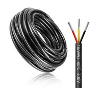 LightingWill 49.2FT/15M 16AWG 3x1.5mm² Electrical Wire 3 Core Cable, 16 Gauge 5V/12V/24V/240V Low Voltage Extension Cable, Tinned Copper Wires, Flexible and High Temperature Resistant
