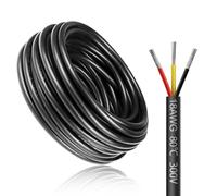 LightingWill 49.2FT/15M 18AWG 3x0.75mm² Electrical Wire 3 Core Cable, 18 Gauge 5V/12V/24V/240V/300V Low Voltage Extension Cable, Tinned Copper Wires, Flexible Wire High Temperature Resistant