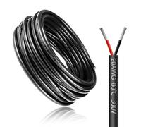 LightingWill 49.2FT/15M 20AWG 2x0.5mm² Electrical Wire 2 Core Cable, 20 Gauge 5V/12V/24V/240V/300V Low Voltage Extension Cable, Tinned Copper Wires, Flexible Wire High Temperature Resistant