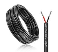 LightingWill 49.2FT/15M 22AWG 2x0.3mm² Electrical Wire 2 Core Cable, 22 Gauge 5V/12V/24V/240V/300V Low Voltage Extension Cable, Tinned Copper Wires, Flexible Wire High Temperature Resistant