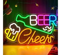 LightingWill Beer Cheers Neon Sign, Dimmable Neon Bar Sign for Wall Decor, USB Powered LED Neon light Sign for Man Cave, Home, Store, Cafe, Pub, Club, Beer Bistro Party, Hotel Decor, Gifts