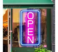 LightingWill LED Neon Open Sign, 23"x 12" Ultra Bright Open Signs for Business, Light Up Signs for Business Window, Coffee Shops, Stores, Restaurants Bars Hotel, Blue/Pink, Vertical