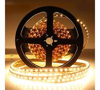 LightingWill LED Strip Light CRI90 SMD3528 16.4Ft(5M) 600LEDs Warm White 3000K-3500K 120LEDs/M DC12V 48W 9.6W/M 8mm White PCB Flexible Ribbon Strip with Adhesive Tape Non-Waterproof H3528WW600N
