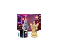 LightingWill Smart Christmas Tree Topper, Light Up 3D Angel Tree Topper with 18 RGB Lights, Timer, App Control, USB Powered, Music Sync, Gold Xmas Tree Topper for Indoor Holiday Decorations