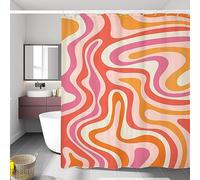 LIGHTINHOME Abstract Pink Shower Curtain 60Wx72H Inches, Retro Orange Shower Curtain, Groovy Aesthetic Cute 70s Retro Spiral Swirl Colorful Modern Bathroom Decor Cloth Fabric Waterproof with Hooks
