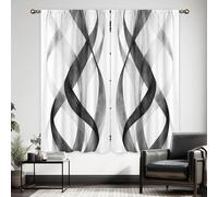 LIGHTINHOME Black Striped Curtains 42Wx63H Inch Abstract Geometric Modern Gray Spiral Minimalist Simple Contemporary Aesthetic Rod Pocket Bedroom Living Room Window Drapes Treatment Fabric 2 Panels