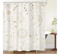 LIGHTINHOME Boho Sun Moon Shower Curtain 60Wx72H Inches Mystic Cat Celestial Constellation Modern Stars Gothic Witchy Bathroom Curtains Fabric Waterproof Polyester Bathroom Home Decor Set with Hooks