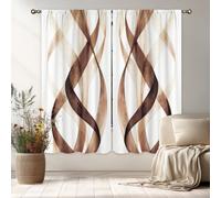 LIGHTINHOME Brown Striped Curtains 42Wx63H Inch Abstract Geometric Modern Tan Spiral Minimalist Simple Contemporary Aesthetic Rod Pocket Bedroom Living Room Window Drapes Treatment Fabric 2 Panels