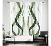 LIGHTINHOME Green Striped Curtains 42Wx63H Inch Modern Abstract Geometric Sage Spiral Contemporary Minimalist Simple Aesthetic Rod Pocket Bedroom Living Room Window Drapes Treatment Fabric 2 Panels