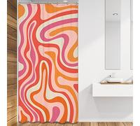 LIGHTINHOME Modern Abstract Shower Curtain Small 36" W x 72" H Pink/Orange Groovy Aesthetic Cute 70s Retro Swirl Slim Bathroom Curtain Fabric Waterproof