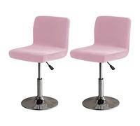 LightInTheBox Bar Stool Cover Square Swivel Barstool Chair Seat Velvet Barstool Protector Covers for Counter Height Mid Low Back Chair (2Pc Pink)