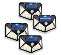LightInTheBox Solar Motion Sensor Lights, IP65 Waterproof Security Floodlights and RV Awning Lights with 100 LEDs, Easy Installation for Patios, Yards, and Campers (4 Packs)