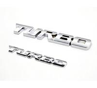 LIGHTKOREA 2Pcs Small and Big Metal Turbo Emblem Side Fender Trunk Emblem Vehicle Car Motorcycle Badge Decals (Chrome Silver)