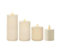 LightLi LED Flameless Candle Collection - 4 Pack & Remote. Moving Flame & Touch Technology. Battery Operated. Ivory Wax Candles. Contemporary Living Room Decor