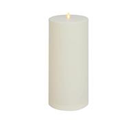 LIGHTLi Outdoor Moving Flame Realistic LED Candle (IPX4) Flat Edge, Matte Plastic Outdoor Pillar - Pearl Ivory (15 Wide x 38 Tall, Centimetre)