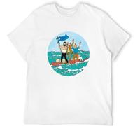 Lightn Tin-Tin Sea Adventure with Captain Haddock Men's T Shirt White L