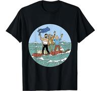 Lightn Tin-Tin Sea Adventure with Captain Haddock T-Shirt-XXL Black