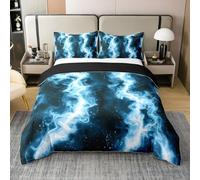 Lightning 100% Cotton Duvet Cover Single Size,Blue Gradient Bedding Set 2Pcs for Kids Girls Boys Room Decor,Modern Cool Comforter Cover Natural Weather Quilt Covers,1 Pillowcase