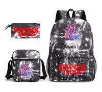 (Lightning Black 4) Stranger Things Backpack 3Pcs Student School Bag