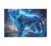 Lightning Black Panther 1000 Pieces Set Classic Jigsaw Puzzle Animal Pet Couple Puzzle Partners Mind Relaxation Wall Decor Easter New Year Recycled Cardboard 1000 PCS