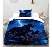 Lightning Black Panther Duvet Cover Set Soft Comforter Cover,Wildlife Theme Print Pattern 2 Piece Bedding Set with Pillowcase All Season Quilt Cover with Zipper for Kids Adults Single(135x200cm)