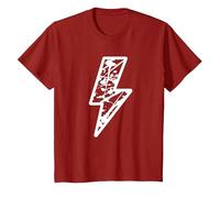 Lightning Bolt Alternative Kids White Monochrome Splatter T-Shirt, Youth, Cranberry Red, 3T
