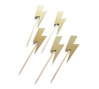 Lightning bolt cake toppers, rainbow colour lightning bolt, 12 pack mixed colour food pick baking party birthday 80's, 90's party, Superhero party (GREEN)