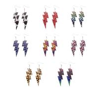 Lightning Bolt Earrings - 8PCS 80s Earrings, 80s Accessories for Women, Neon Earring, Acrylic Y2K Statement Dangle, Geometric Statement Flash Thunder Hook Earring for Women, Lightning Bolt Gift