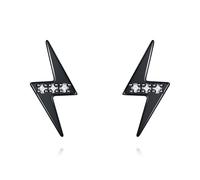 Lightning Bolt Earrings Sterling Silver Black Lightning Bolt Stud Earrings Jewellery Gifts for Women Men