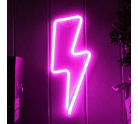 Lightning Bolt Neon Signs, Lightning Bolt Wall Decorative LED Neon Sign, Battery and USB Operated Neon Sign, Neon Lights for Bedroom, Christmas(Pink)