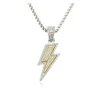 Lightning Bolt Pendant Necklace Hip Hop Inspired Jewelry for Men Cool Streetwear Chain Trendy Fashion Necklace Gift, Brass, brass