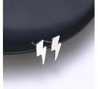 Lightning Bolt Stud Aladdin Sane Earrings - 925 Silver Gold Finish, Bold Jewellery Cute Gifts, Womens Petite, Fashion Design Gift Costume Jewellery (Silver)